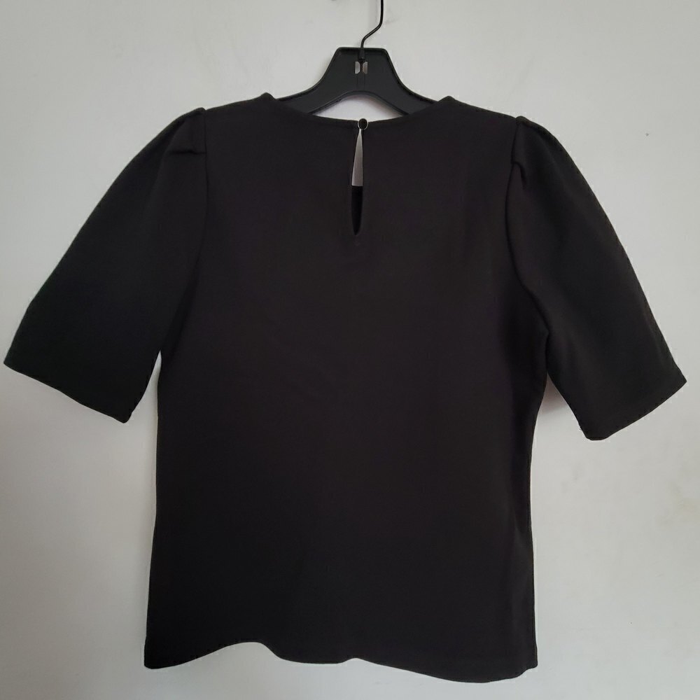 J. Crew Puff Sleeve Pointe Top Blouse Keyhole Back Black Style AE781 Size XS - Picture 5 of 12